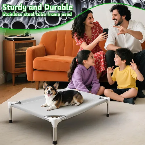 Vista 8 de Makerfire Cama Elevada para Perros, Catre Elevado para Interiores/Exteriores para Perros Pequeños, Cama Desmontable para Mascotas con Patas