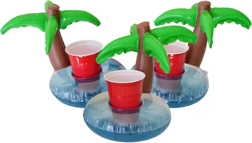 Vista 14 de GoFloats Inflatable Pool and Hot Tub Drink Holders (3 Pack) (Choose - Unicorn, Flamingo, Palm Tree and More)