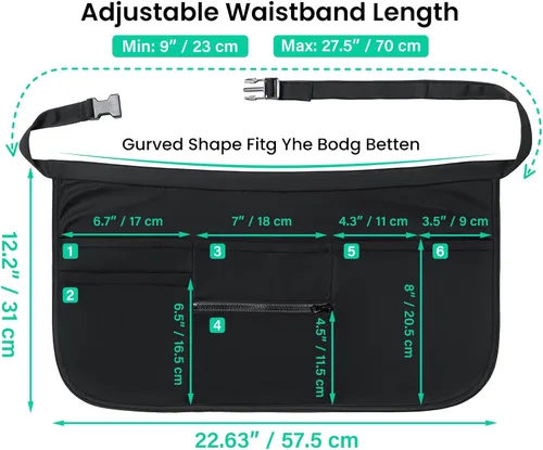 Vista 6 de Delantal de limpieza de 6 bolsillos con hebilla, delantal de limpieza a prueba de salpicaduras Adjustable Waist Belt with Zipper, Soft Heavy