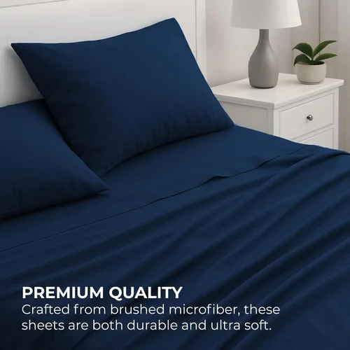 Vista 94 de Pure Bedding Juego de Sábanas Twin - Sábanas de Cama de Microfibra Ultra-Suave 1800 - Doble Cepillado - Bolsillos Profundos - Ajuste Fácil - Extra