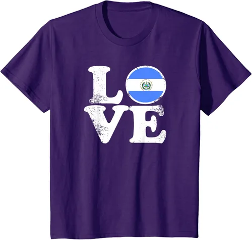 Vista 27 de Love El Salvador Flag tShirt Home Pride Distressed Tee T-Shirt