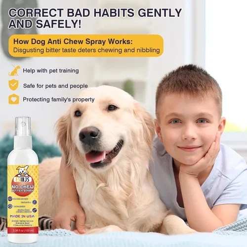 Vista 2 de Spray sin masticar para perros y gatos en aerosol de manzana amarga para cachorros, 10.14 onzas líquidas