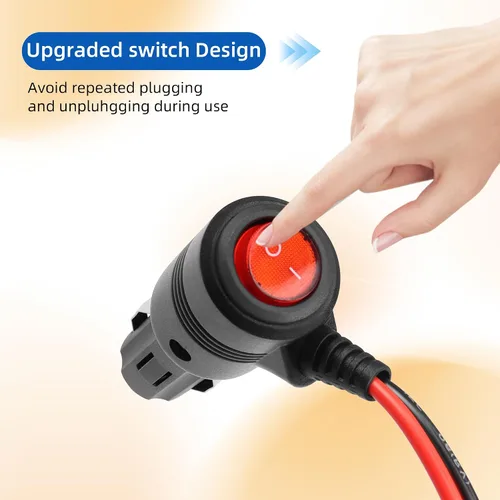 Vista 3 de GELRHONR Enchufe SAE a encendedor de cigarrillos de 6.5 pies con interruptor, 12 V 24 V macho a SAE 2 pines adaptador de liberación rápida cable
