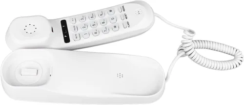 Vista 5 de Teléfono con cable para montaje en pared, sonido claro, multifuncional, fácil de usar, ahorro de espacio (blanco)