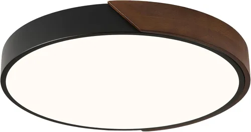 Vista 19 de Lámpara de techo LED moderna, lámpara de techo minimalista de madera empotrada, 4000 K no regulable, lámpara de iluminación circular con pantalla