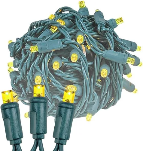 Vista 12 de Novelty Lights - Cadena de 11 pies con 50 luces LED ámbar para Navidad, para interior/exterior, espaciado de 2.5", luces de cadena de alambre verde