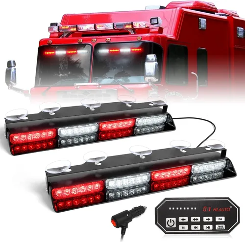 Vista 18 de HLauto Luces Estroboscópicas de Emergencia para Tablero 604N: 2x16.8 pulgadas Luz de Seguridad Ámbar Blanca con Take Down, Barra de Luz