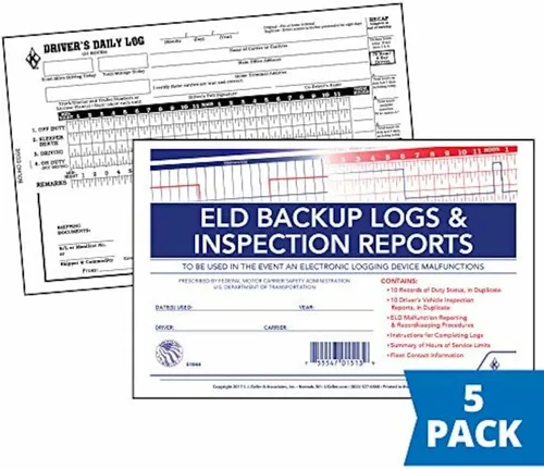 Vista 2 de ELD - Libro de registro para conductor, paquete de 5 unidades con informe