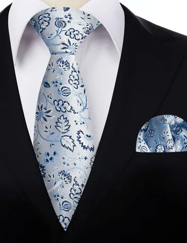 Vista 218 de Alizeal Mens 3.15inches Leaf Flower Pattern Tie with Floral Pocket Square Set