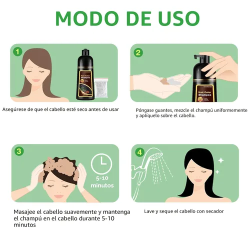 Vista 6 de Champú natural de tinte para el cabello castaño claro, champú de tinte para el cabello 3 en 1, tinte de cabello marrón para hombres y mujeres Marrón