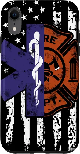 Vista 25 de EMT Firefighter Fire Rescue EMT - Funda de regalo con bandera americana para iPhone 17