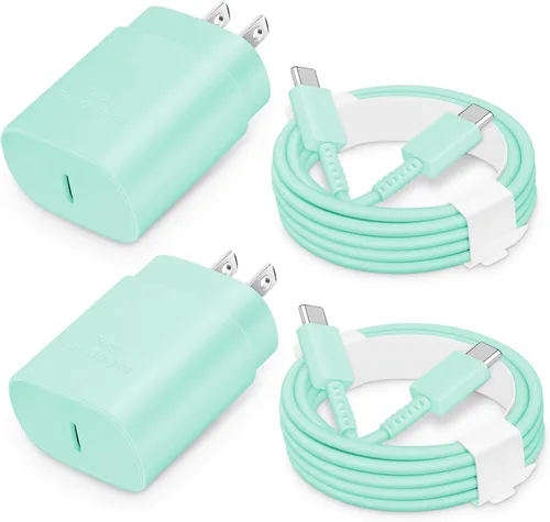 Vista 12 de Bloque de Carga Rápida USB-C de 25W con Cable C a C [Compatible con PD PPS] para Galaxy S24/S23/S22, Pixel 8/7, Z Flip 5, iPhone 17/16/15 - Cargador