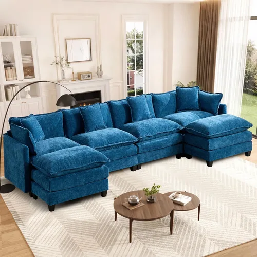 Vista 34 de Sofá seccional modular convertible de 76.7", sofás de dos plazas de chenilla con asiento profundo y cojines tipo loveseat para sala de estar, Beige