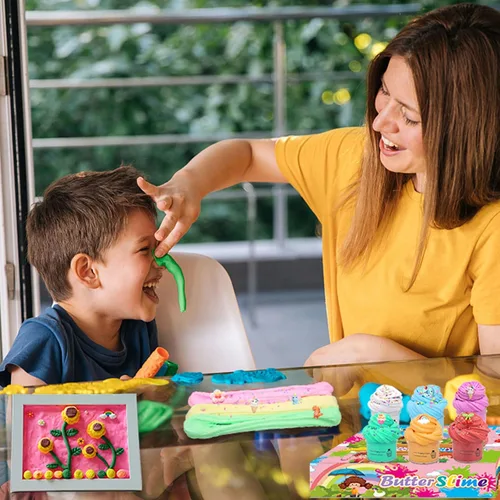 Vista 4 de Paquete de 54 juguetes de slime de mantequilla para niñas y niños, juguetes de slime con 54 lindos limos de mantequilla, juguetes de limo suaves