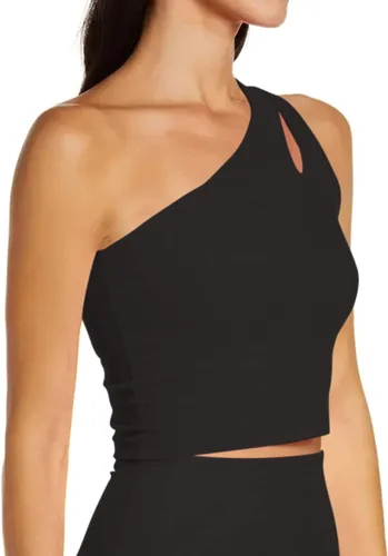Vista 2 de Cyanstyle Brasier deportivo de un hombro para mujer, brasier deportivo para entrenamiento, yoga, recorte, sexy, ligero, top corto