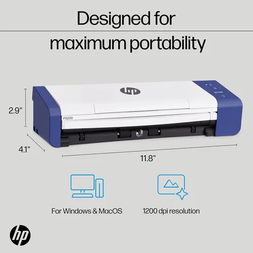 Vista 3 de HP Compact Desktop Duplex USB Mobile Document & Photo Scanner with Auto-Feed Tray for Portable 2-Sided Digital Scanning, Model HPPS200, for Home &