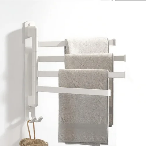 Vista 17 de Toalleros giratorios para baño/cocina, montado en la pared, sin taladro, toallero resistente con barra múltiple, barra de toalla de acero inoxidable