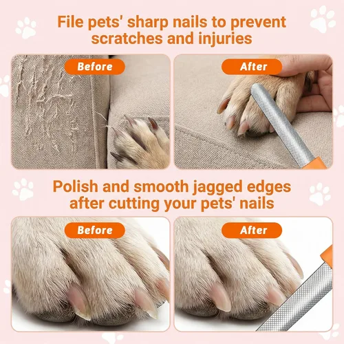 Vista 3 de Lima de uñas de metal para perros y gatos, mango de goma ergonómico, herramienta de aseo de uñas de metal duradera, herramienta de aseo para quitar