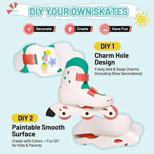 Vista 4 de SKT HP Patines en línea ajustables para niños de 3 a 8 años, patines ultraligeros para principiantes para niños y niñas, patines en línea pintables