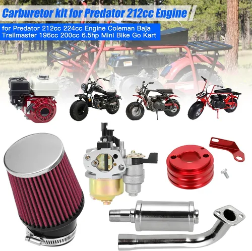 Vista 2 de YOXUFA Kit de silenciador de tubo de escape de carburador de 212 cc para Predator 212cc 224cc 196cc 200 6.5hp motor Coleman CT200U BT200X CT200U-EX
