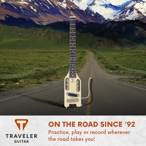 Vista 7 de Traveler Guitar Guitarra eléctrica ultraligera de arce Eléctrica portátil con reposarazo extraíble Guitarra sin cabeza a escala completa de 24