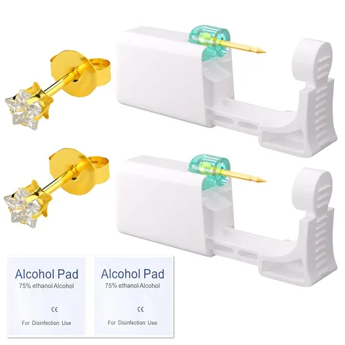 Vista 22 de Kit de perforación de orejas YINPAD - Pistola de perforación desechable cargada previamente con clavos de diferentes estilos de 5MM, kit