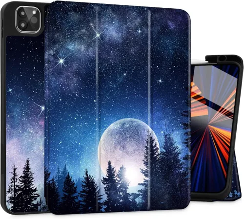 Vista 24 de Funda Tuiklol para iPad Pro de 12.9 pulgadas 2022 2021 2020 2018 6th / 5th / 4th / 3rd Gen Built in Pencil Holder Protective Stand Back Cover with