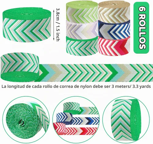 Vista 2 de 6 Rollos Cinturón de Nylon de 1.5 Pulgadas con Flecha Correas de Nylon Correas para Bolso Correas para Mochila Cinturón de Nylon para Cinturón
