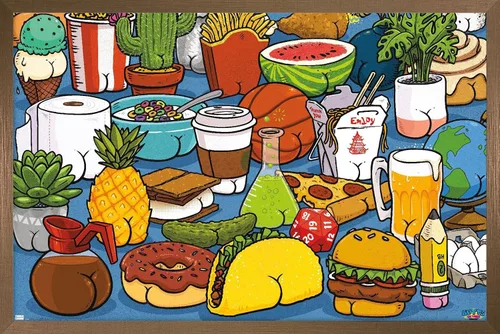 Vista 15 de Trends International Brian Cook: Butts on Things - Póster de pared de alimentos, 22.4 pulgadas de largo x 14.7 pulgadas, versión enmarcada de madera