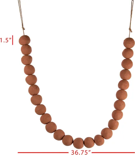 Vista 4 de Foreside Home and Garden Guirnalda decorativa hecha a mano con cuentas de terracota - Foreside Home & Garden
