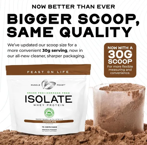 Vista 4 de Muscle Feast Proteína de suero aislada de vacas alimentadas a pasto, totalmente natural sin hormonas, criadas en pasto, Proteína de suero aislada