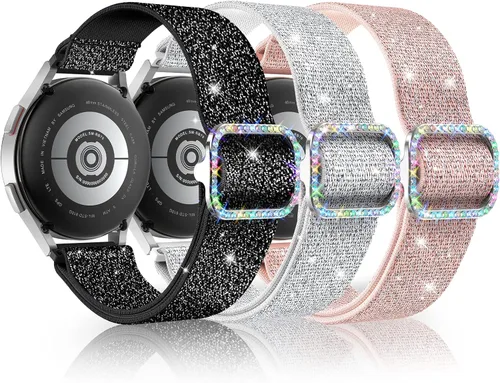 Vista 11 de LETOID Correas para Samsung Galaxy Watch para Mujeres, Correa de Nylon Elástica con Brillos Diseñada para Samsung Galaxy Watch 8/7/6/5/4/FE, Active