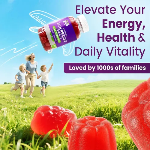 Vista 6 de Sambucus - Gomitas de saúco + vitamina C + zinc para niños y adultos, apoyo inmunológico X3, sabores naturales + ingredientes, veganas, sin OMG