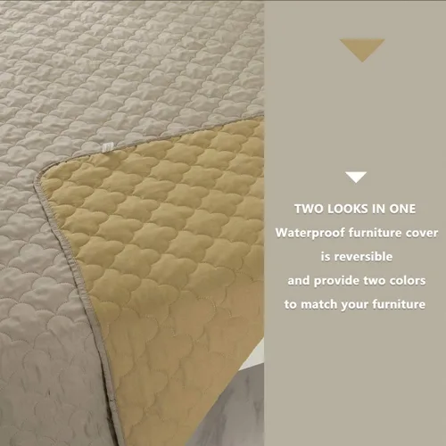 Vista 5 de Mantas para proteger el sofá, fundas impermeables para cama de perro, manta protectora de muebles para mascotas (beige + arena, 68 x 82 pulgadas)