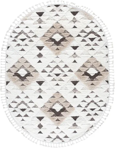Vista 76 de SAFAVIEH Alfombra marroquí con borlas, 2 x 3 pies, marfil y marrón, no desprende pelusa y fácil de limpiar, textura alta y baja, ideal
