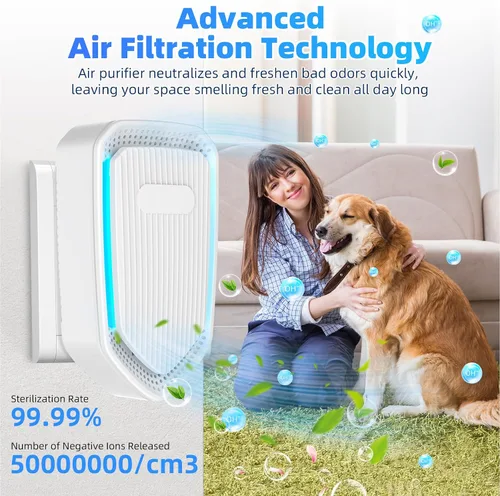 Vista 6 de Purificadores de aire enchufables mejorados, eliminador de olores para el hogar con generador de iones negativos, ionizadores de aire para ácaros