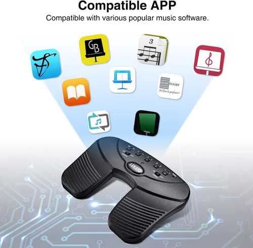 Vista 6 de LEKATO - Pedal Bluetooth inalámbrico para voltear páginas de música, pedal para voltear páginas para iPad, tabletas Android y teléfonos iOS