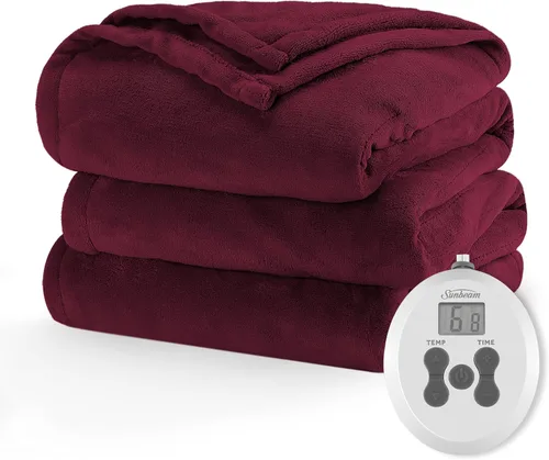 Vista 17 de Manta eléctrica térmica Sunbeam Royal Luxe de microfelpa, 12 ajustes de calor, apagado automático seleccionable de 12 horas, calentamiento rápido