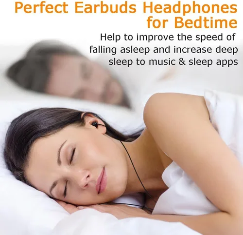 Vista 5 de MAXROCK - Auriculares intrauditivos ultra suaves y cómodos con micrófono y control de volumen, bloqueadores de sonido para dormir, ronquidos, hora