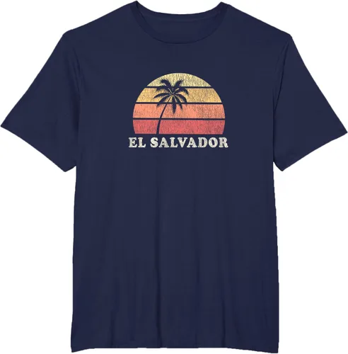 Vista 59 de El Salvador Vintage 70s Retro Throwback Design Camiseta, Azul