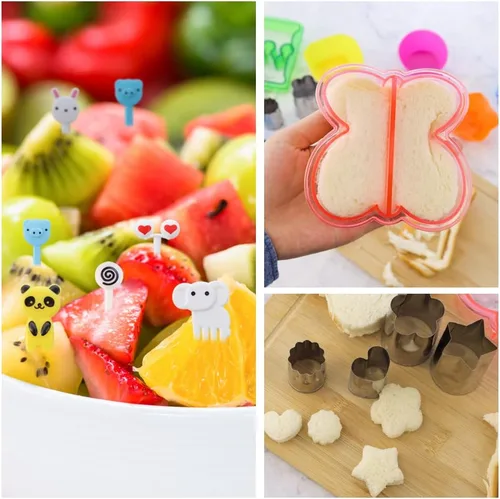 Vista 6 de JOGILBOY Juego de 32 piezas de alimentos DIY Cortadores de sándwiches y sellador de sándwiches Fabricante de sándwiches divertidas formas de corteza