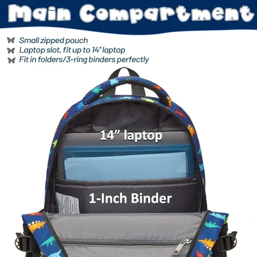 Vista 4 de BLUEFAIRY Mochilas infantiles para niñas y niños, regalos de regreso a la escuela para niños, primaria, primaria, escuela secundaria, Azul marino