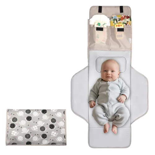 Vista 9 de Cambiador de pañales para niños pequeños, extra largo, grande, ligero, de 31 x 24.2 pulgadas, diseño lindo de 1 a 36 meses, plegable, cambiador