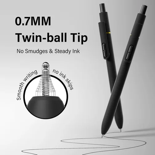 Vista 3 de Paquete de 8 bolígrafos de gel negro, punta media de 0.028 in, bolígrafos de tinta retráctiles de secado rápido para escritura suave, suministros
