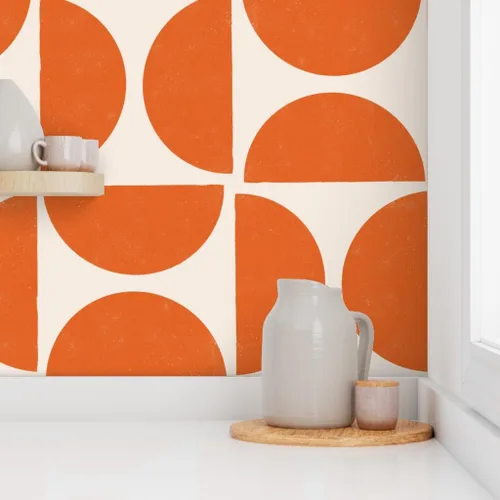 Vista 8 de Despegar y pegar papel tapiz Muestras - Mod Shapes Retro Geométrico Gran Escala Bold MCM Minimalismo Papel pintado personalizado extraíble por