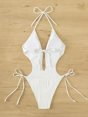 Vista 2 de Verdusa Traje de baño de una pieza para mujer con cuello halter y espalda descubierta