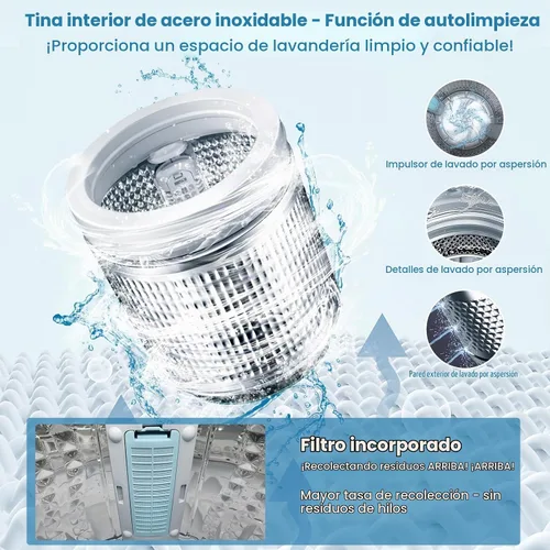 Vista 7 de Nictemaw Lavadora portátil, lavadora portátil de 17.8 libras, 2.4 pies cúbicos compacta lavadora y secadora combinada con bomba de drenaje, 10