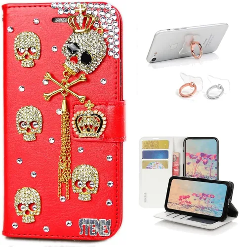 Vista 8 de Bling - Funda tipo cartera compatible con iPod Touch 5 y iPod Touch 6, elegante funda de piel con diseño de lazo hecho a mano en 3D con soporte