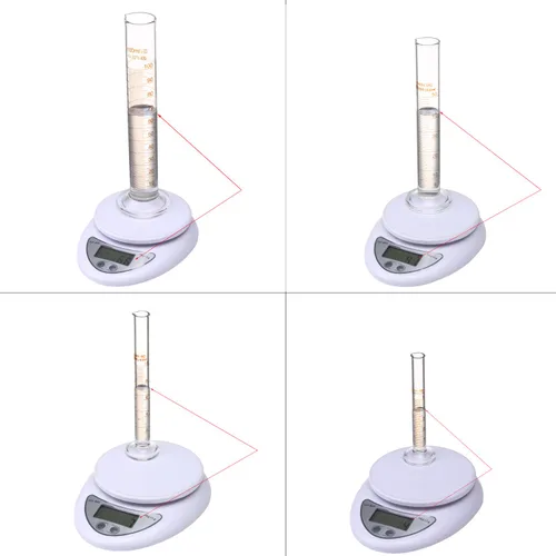 Vista 6 de Juego de probeta graduada de vidrio grueso 5 ml 10 ml 50 ml 100 ml, vidrio con dos cepillos con cepillo, escalas métricas individuales