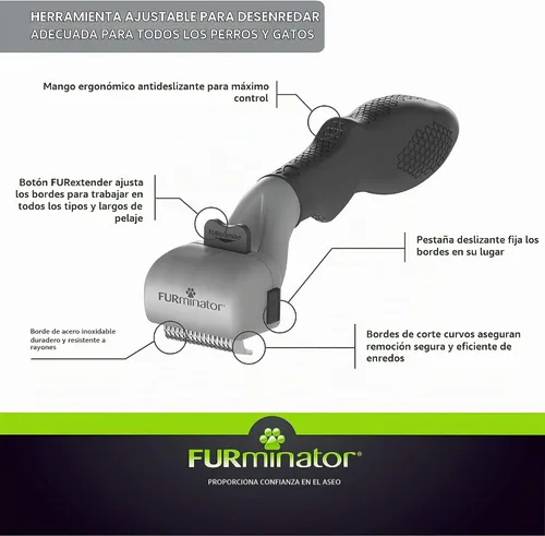 Vista 4 de FURminator Herramienta de desenmascaramiento ajustable para todos los tipos